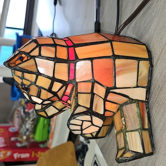 Vintage Tiffany Style Teddy Bear Lamp - Picture 2 of 7